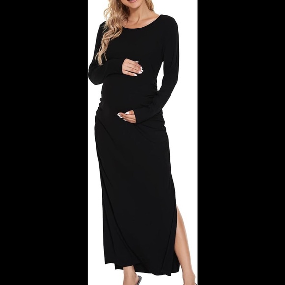 NWT Smallshow Black Maxi Maternity Dress Size Medium - Picture 2 of 9